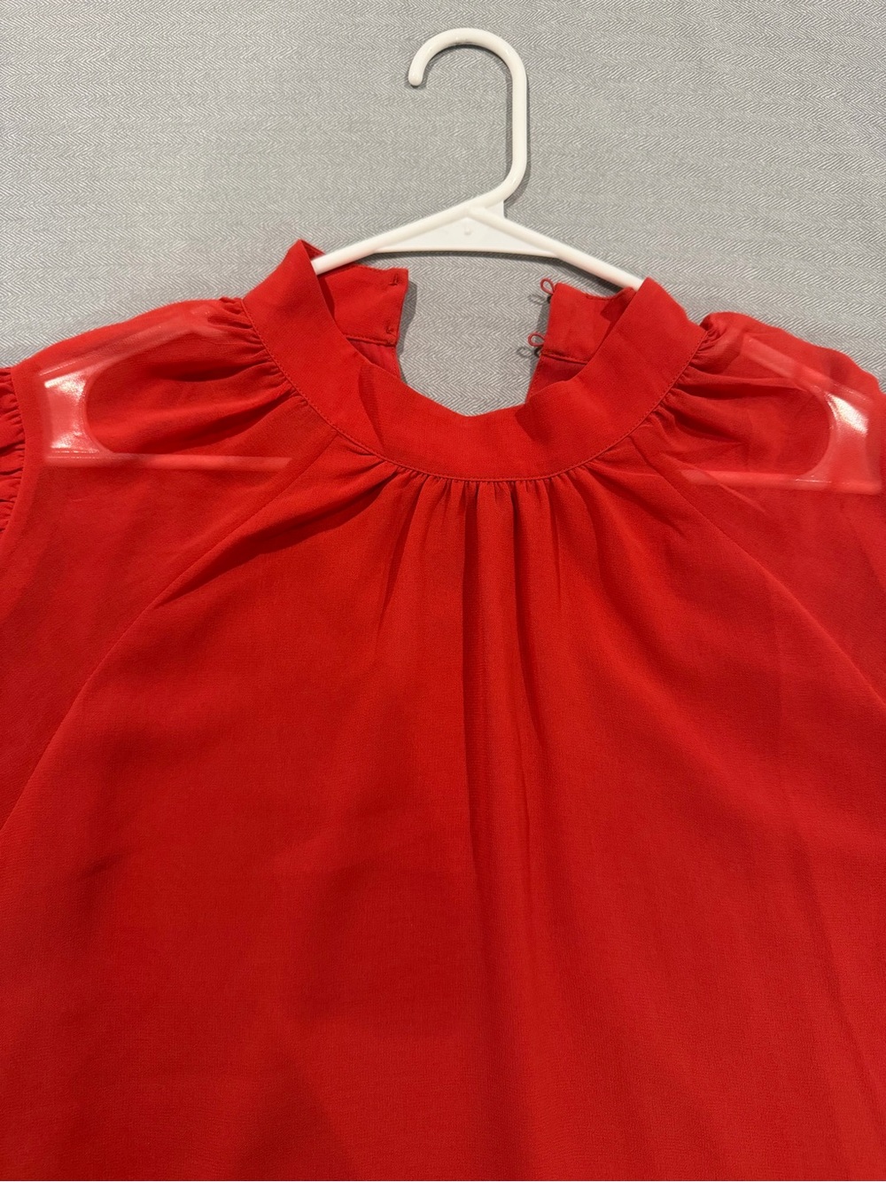 Women's Red Ruffle Cold-Shoulder Blouse - Picture 2 of 3